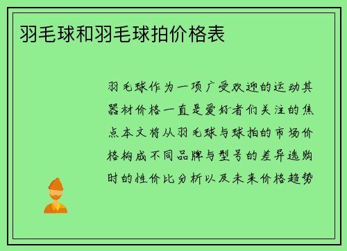 羽毛球和羽毛球拍价格表